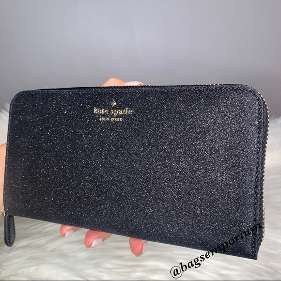 Kate Spade Black Glitter Zip Wallet - Picture 9 of 12